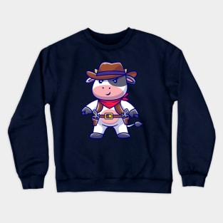 Cute Cow Cowboy Cartoon Crewneck Sweatshirt